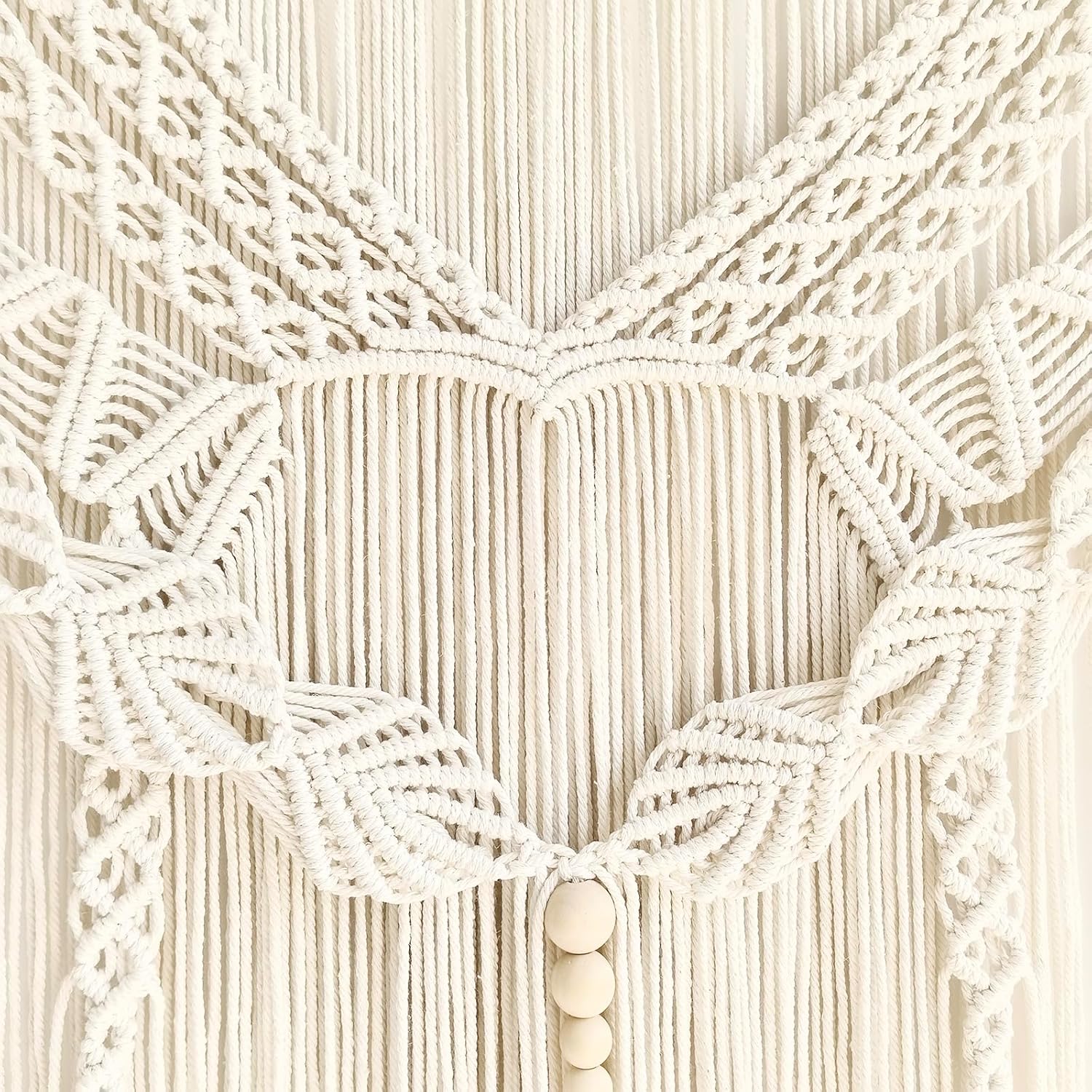 Achart Macrame Wall Hanging Large- Boho Wall Decor- large wall art- Wall Decor Living Room- Macrame Tapestry Boho Decor for Bedroom (Leaf &Wood Bead)