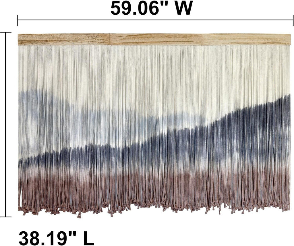 AKSWSHO Macrame Wall Hanging, Extra Large Mountain Dip-Dye Handmade Cotton Tapestry 59.06" x 38.19", Oversized Boho Wall Décor for Living Room Bedroom Studio Entryway, Serene Handcrafted Home Gift