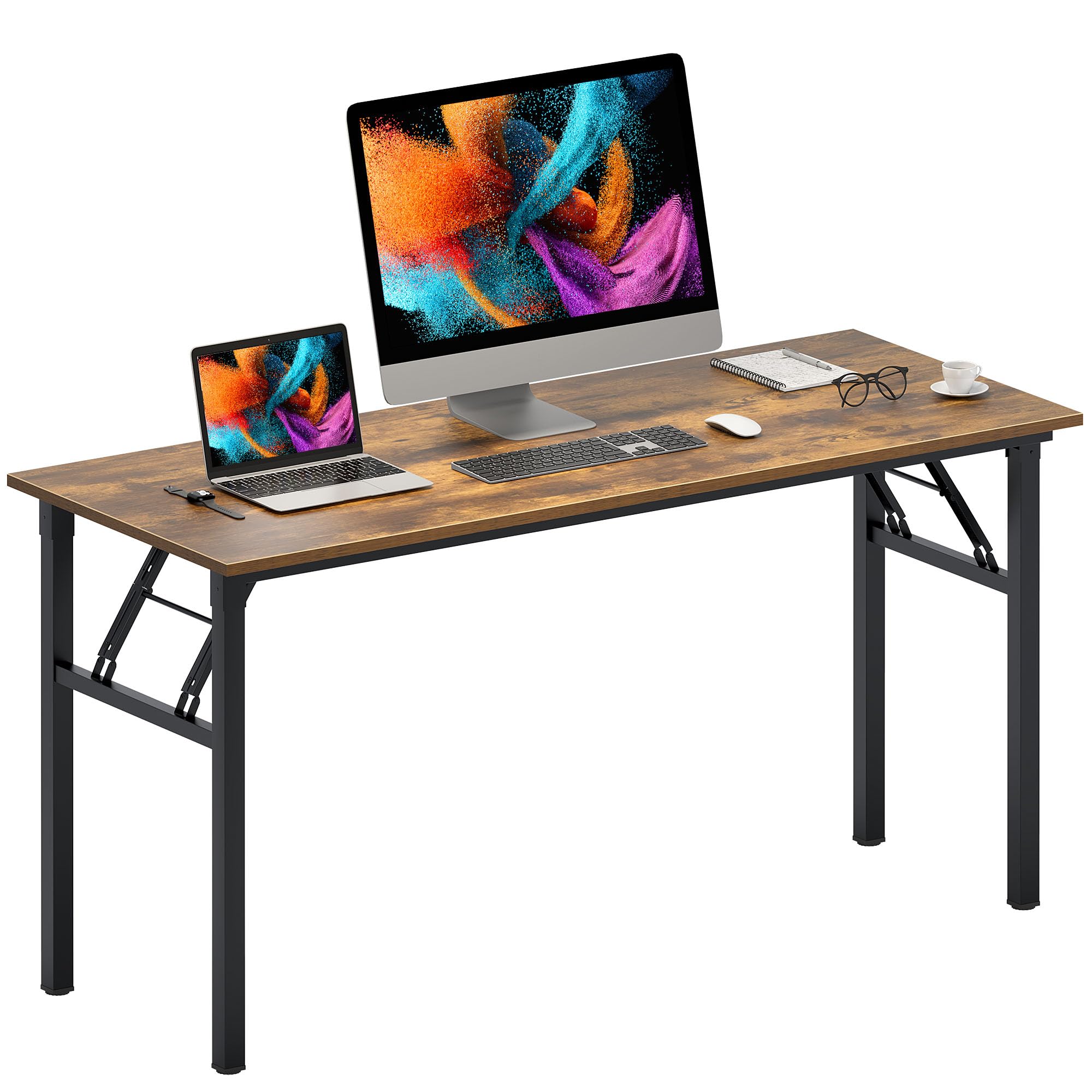 Need Office Computer Desk - 47.2L Sturdy and Heavy Duty Folding Laptop Table,Writing Table/Home Office Desk/Sewing Table,No Assembly Required,Rustic Brown AC5FB(120 * 60)