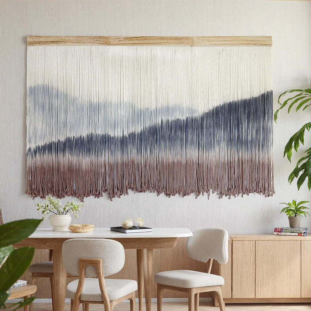 AKSWSHO Macrame Wall Hanging, Extra Large Mountain Dip-Dye Handmade Cotton Tapestry 59.06" x 38.19", Oversized Boho Wall Décor for Living Room Bedroom Studio Entryway, Serene Handcrafted Home Gift