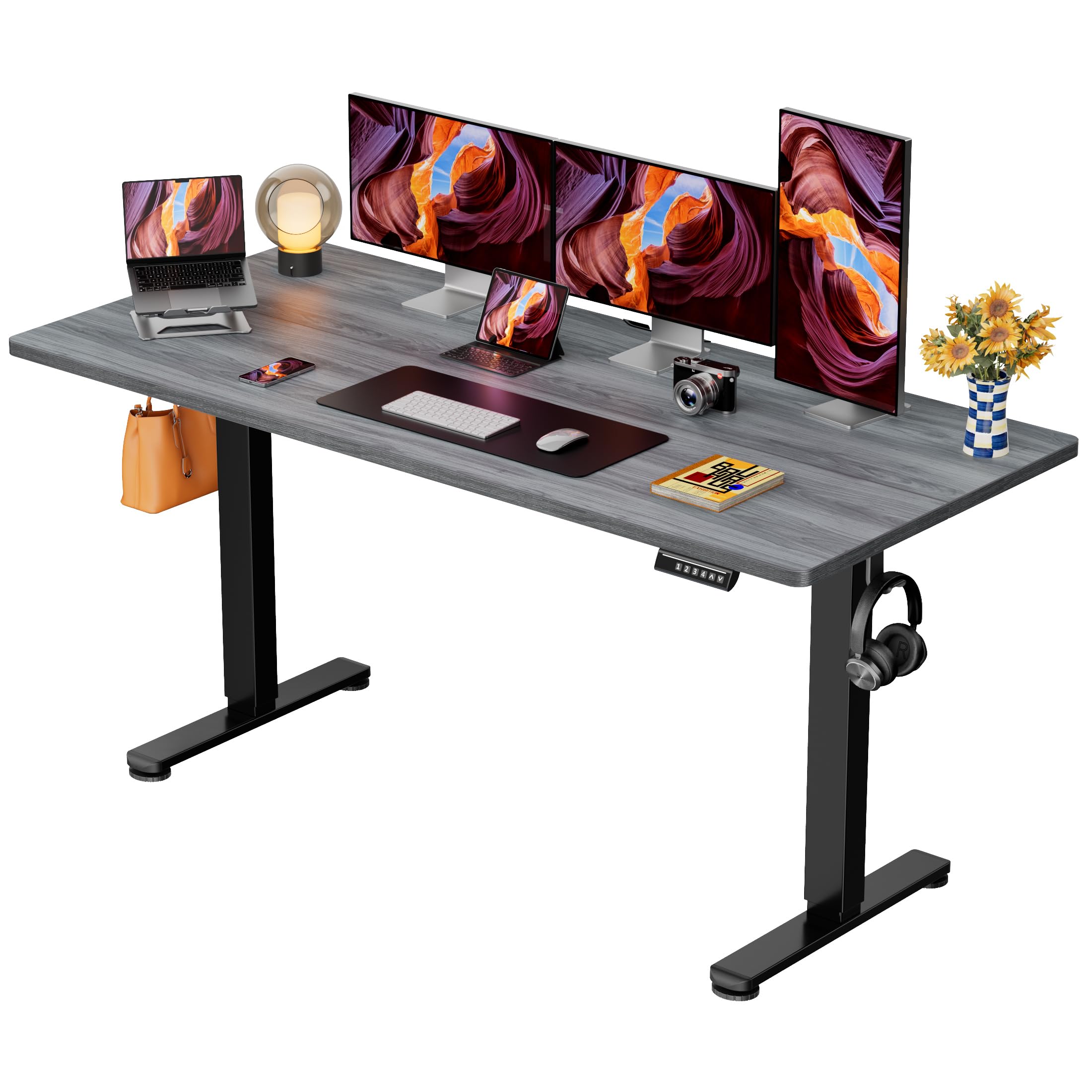 ErGear Height Adjustable Electric Standing Desk, 48 x 24 Inches Sit Stand up Desk, Memory Computer Home Office Desk, Black