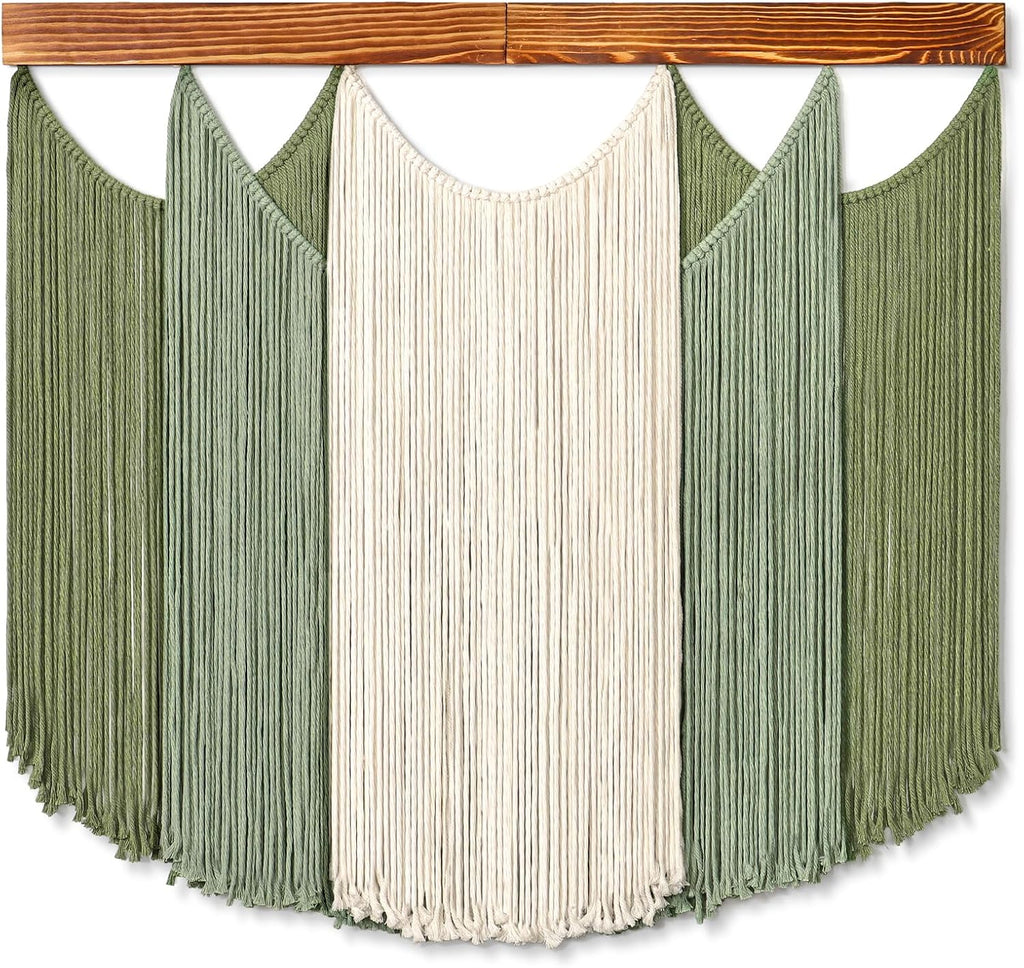 Dremisland Macrame Wall Hanging Dip-Dyed Large Boho Wall Decor Yarn Tapestry Handmade Sage Green Woven Tapestry Wall Art Decorations for Bedroom Living Room Nursery Apartment 31.5"x29.5"