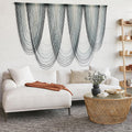 Macrame Wall Hanging Dip-Dyed Large Macrame Wall Decor Yarn Tapestry 57" W x 41" L For Headboard Bedroom Living Room Boho Fiber Home Art