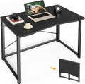 Huuger Folding Desk for Small Spaces, 31.5 Inch Foldable Computer Table, for Home Office, Study, Bedroom, Dorm, Space Saving, Small Writing Work Office Computer Desk, Easy to Fold, Rustic Brown