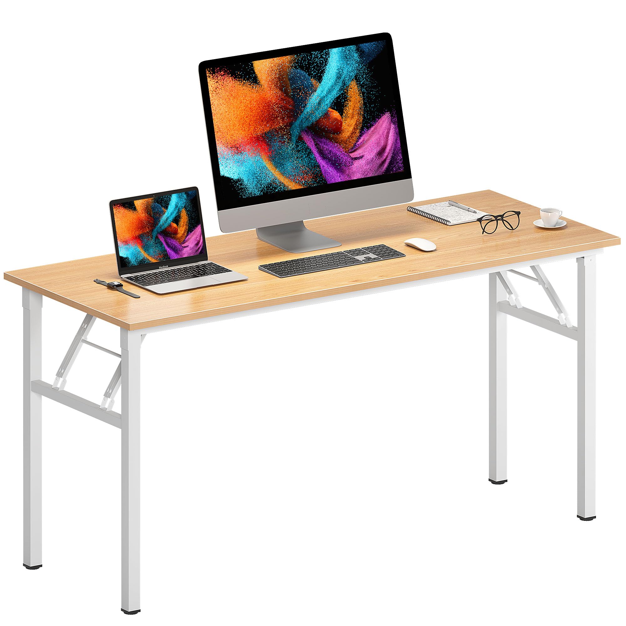 Need Office Computer Desk - 47.2L Sturdy and Heavy Duty Folding Laptop Table,Writing Table/Home Office Desk/Sewing Table,No Assembly Required,Rustic Brown AC5FB(120 * 60)