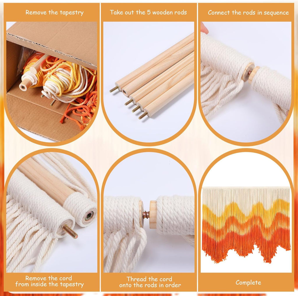 Tiamon Boho Wall Decor - 59''W x 35.4'' L Macrame Wall Hanging Dip-Dye Large Tapestry Art for Home Bathroom Farmhouse Bedroom Living Room Office Natural Modern Rustic Decoration