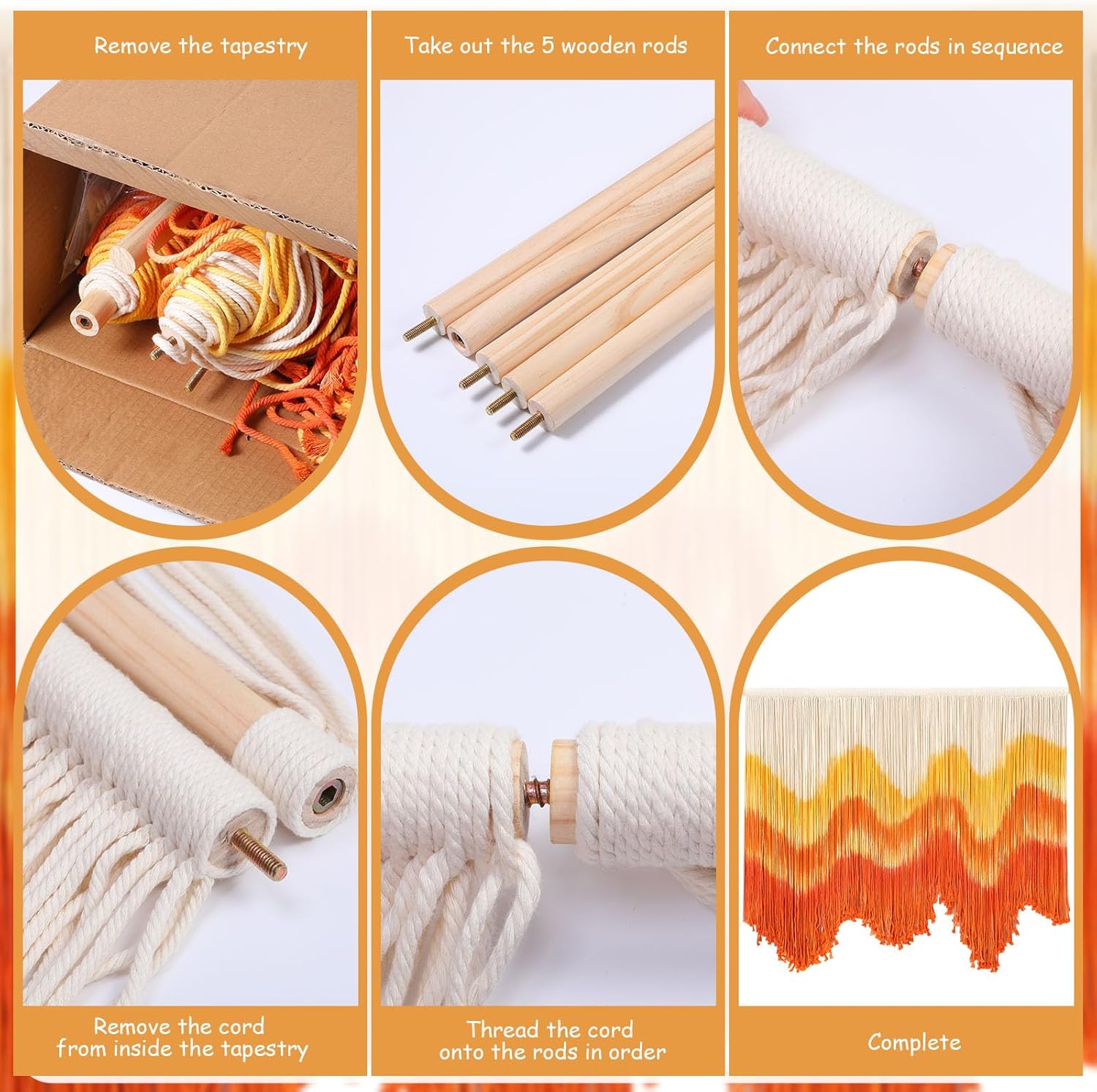 Tiamon Boho Wall Decor - 59''W x 35.4'' L Macrame Wall Hanging Dip-Dye Large Tapestry Art for Home Bathroom Farmhouse Bedroom Living Room Office Natural Modern Rustic Decoration